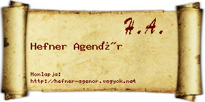 Hefner Agenór névjegykártya